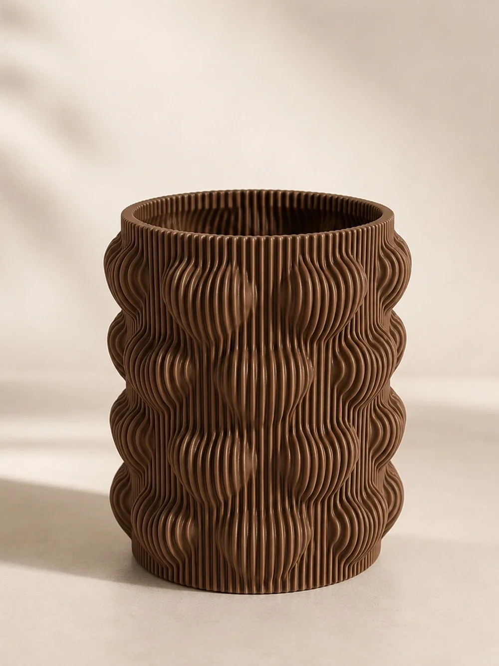 Brown Textured Heart Utensil Holder